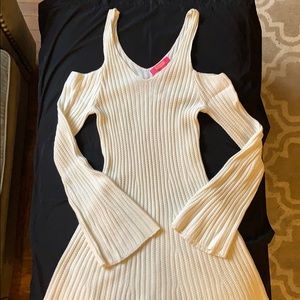 Cold shoulder knit sweater